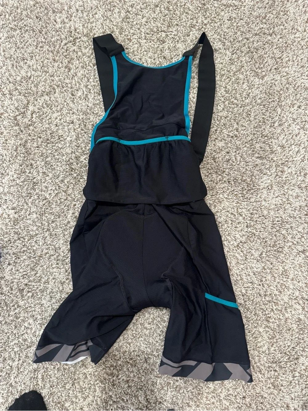 Yeti Black  Cycling Bib with Teal Trim